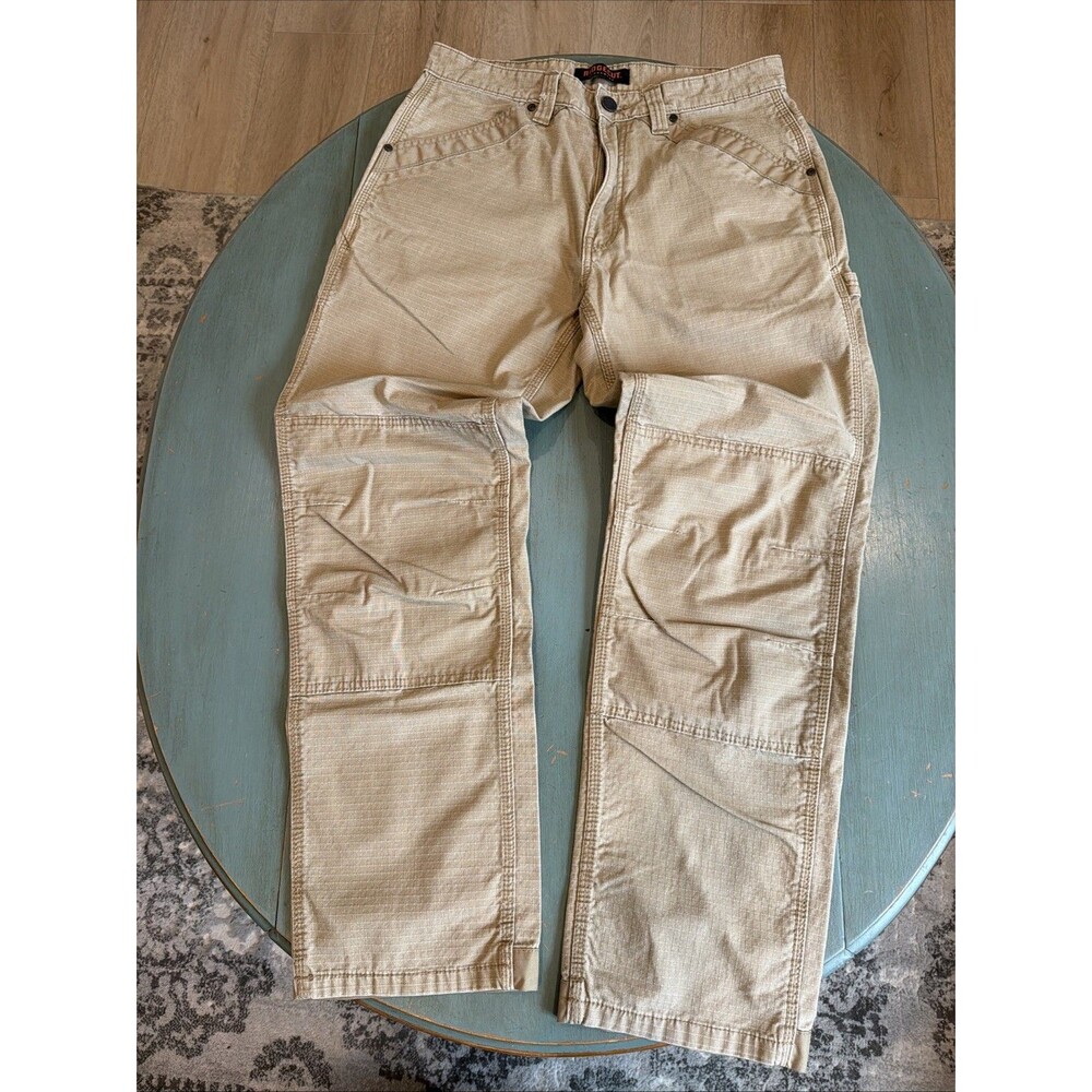 Ridgecut Toughwear Mens 34x34 Double Knee Ripstop Cargo Work Pants Khaki Canvas